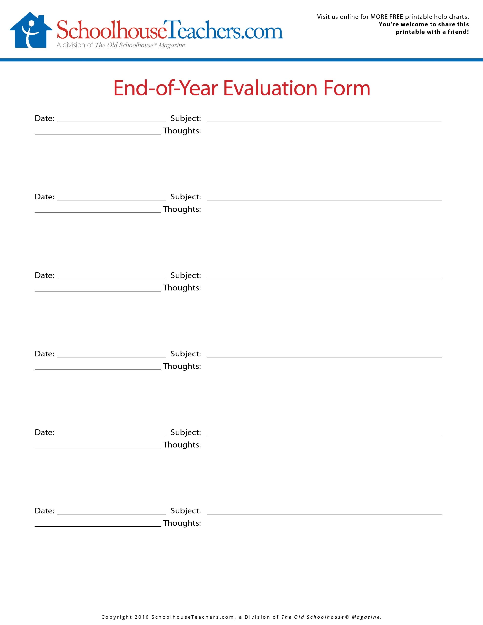 Use Our End Of The School Year Evaluation Report Print out
