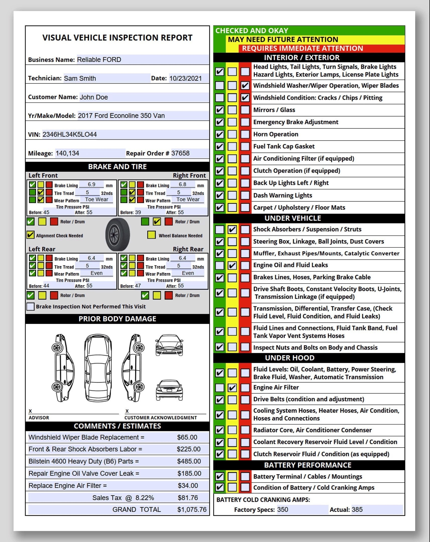 Visual Vehicle Inspection Report Fillable PDF Multi point Vehicle Inspection Checklist Vehicle Inspection Worksheet Fill And Print Etsy