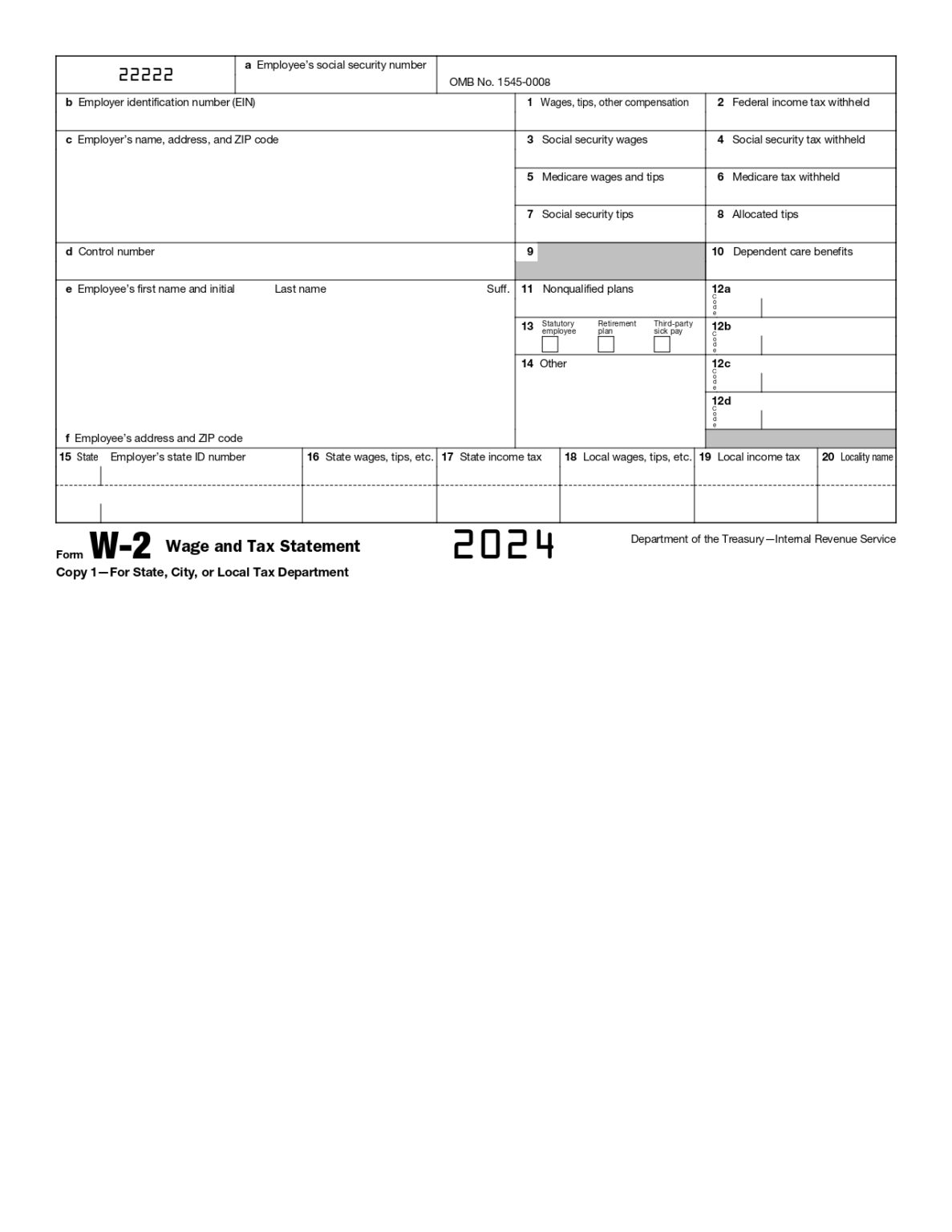 W 2 Forms For 2024 4 Part W 2 Form 2024 IRS W2 Tax PDF Template W2 Forms 2024 With Envelopes
