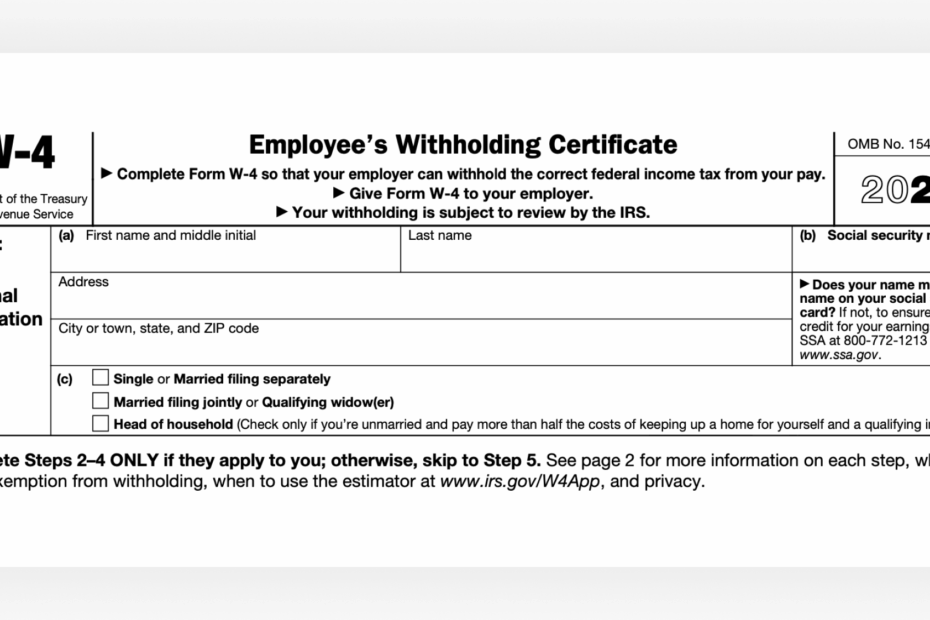 W 4 Form Employee s Withholding Certificate Instructions