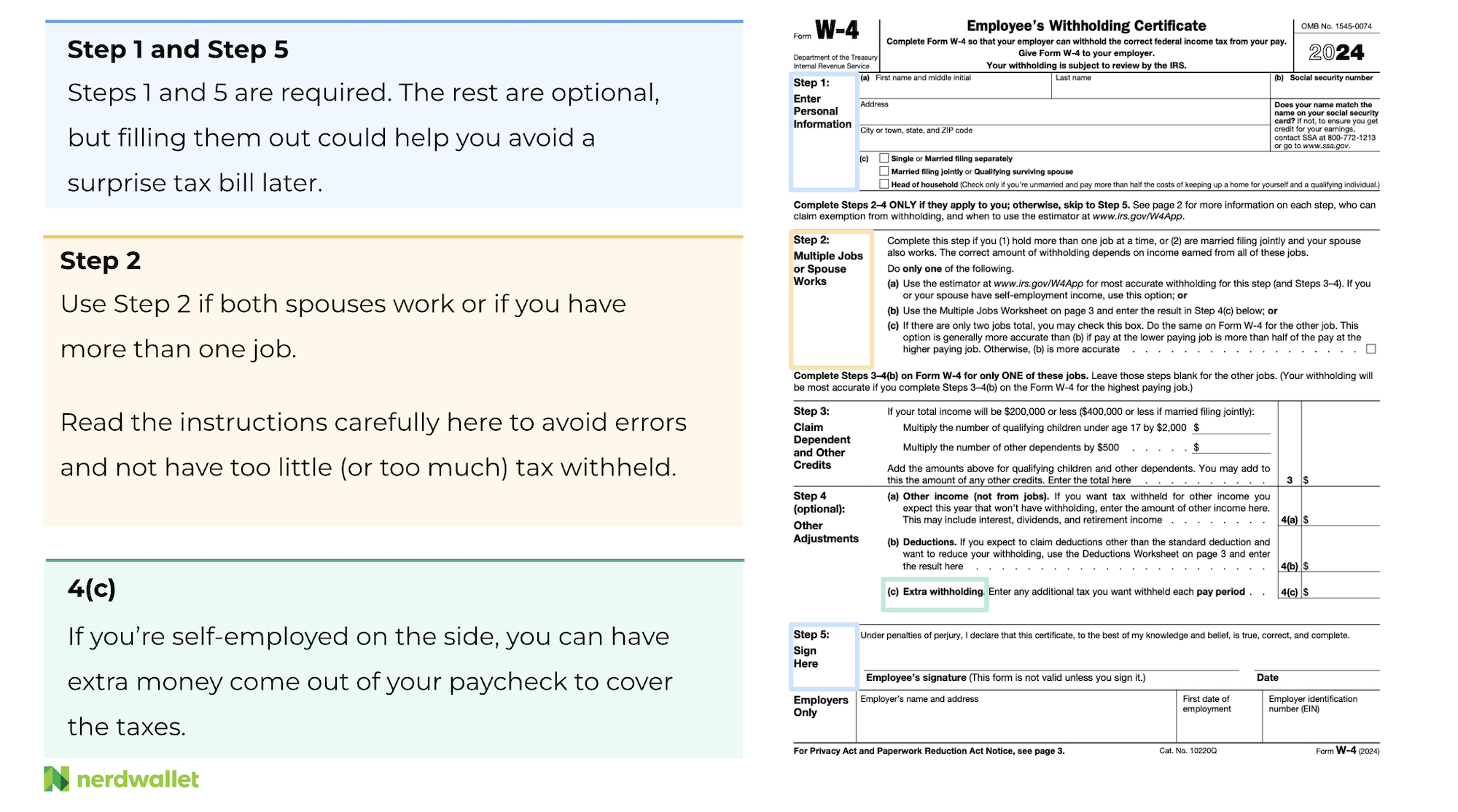 W 4 Guide To The 2024 Tax Withholding Form NerdWallet W 4 Guide To The 2024 Tax Withholding Form NerdWallet