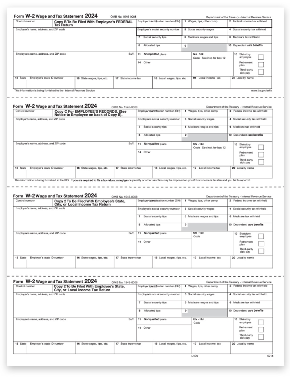 W2 Tax Forms Condensed 4up V2 For Employees DiscountTaxForms