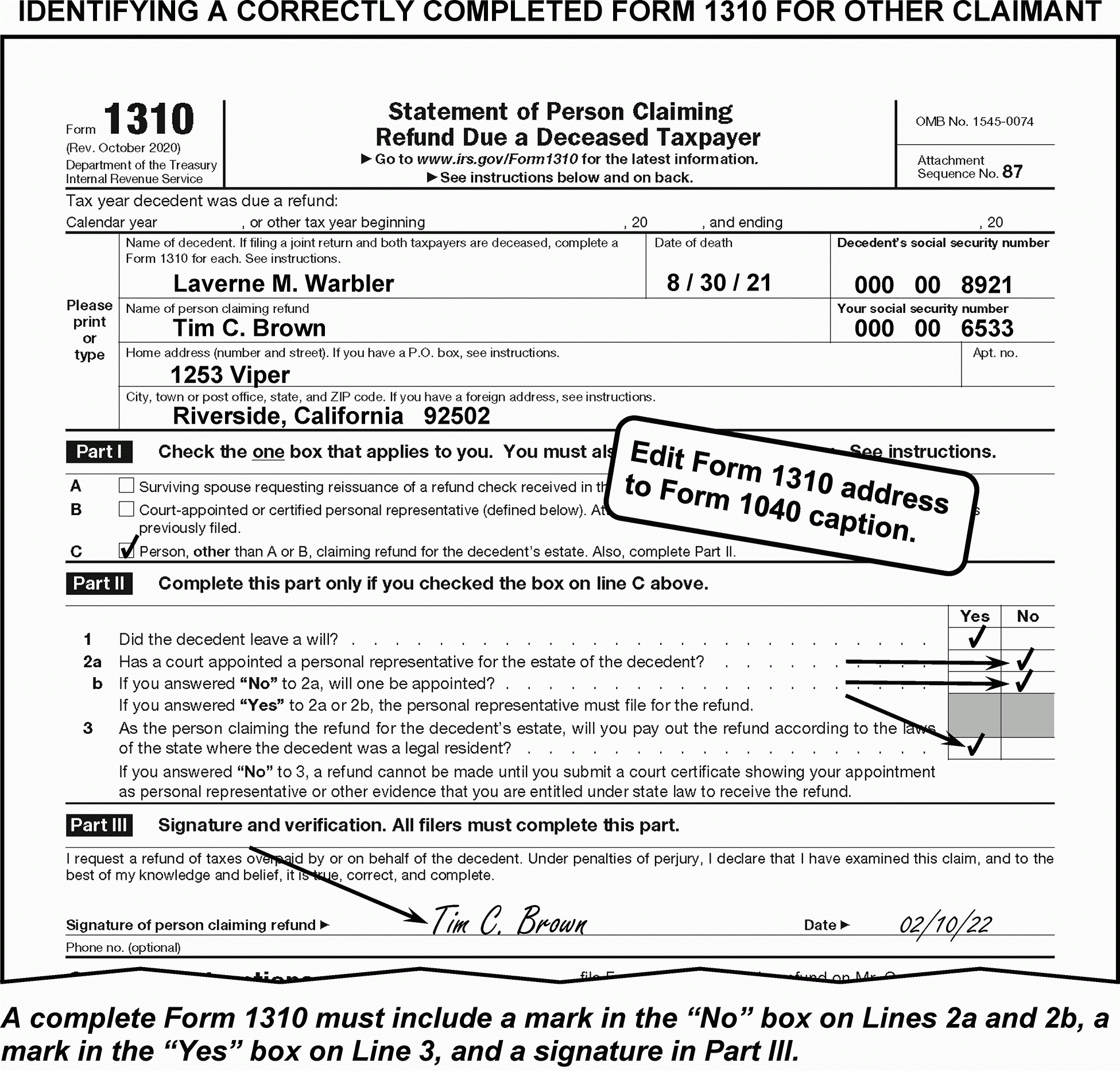 Where Do I Send Irs Form 1310