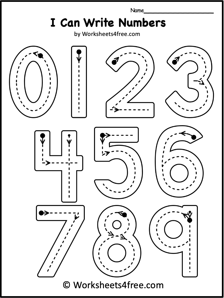 Free Number Tracing Worksheet 0 9