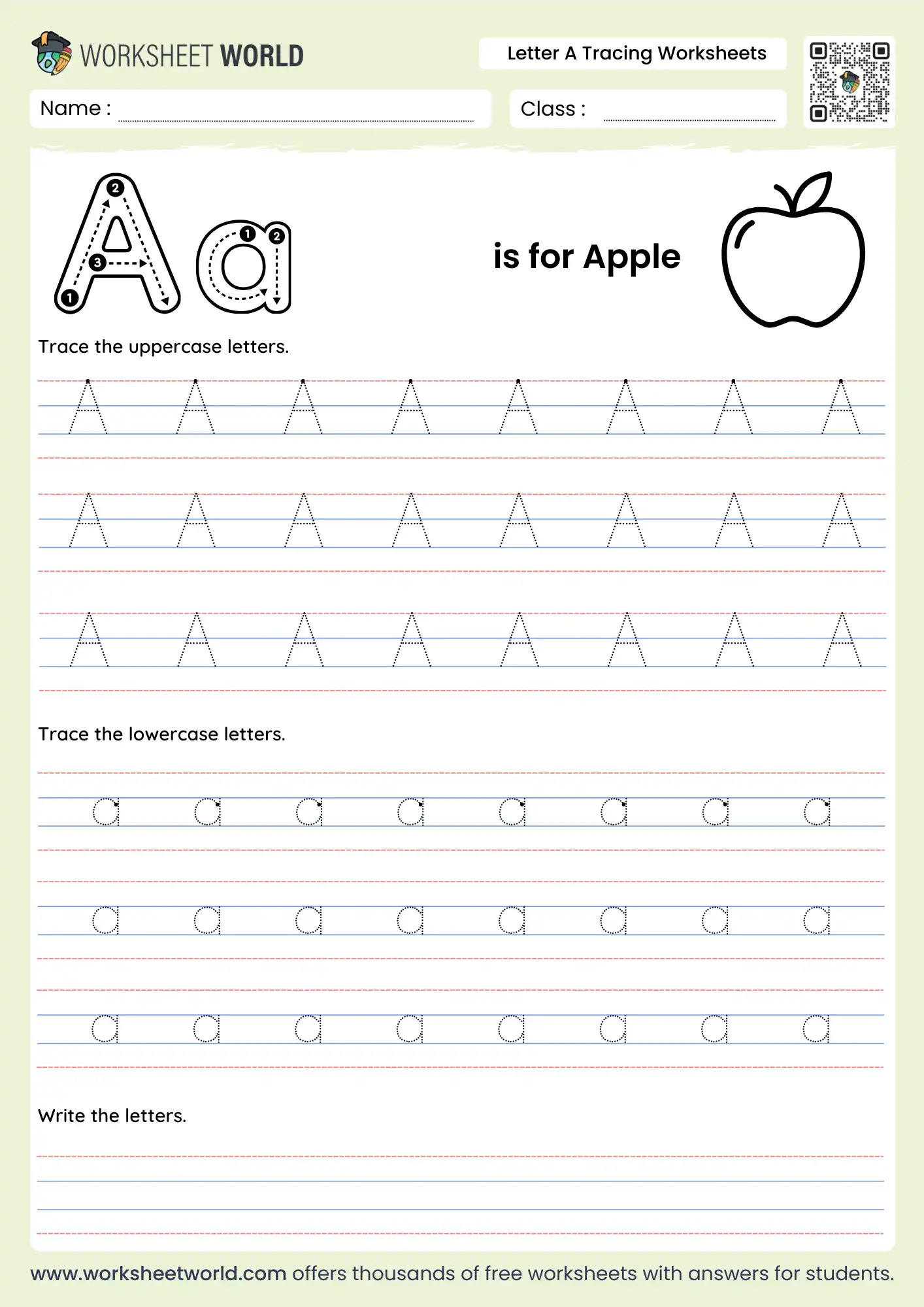 Letter A Tracing Worksheets For Preschool