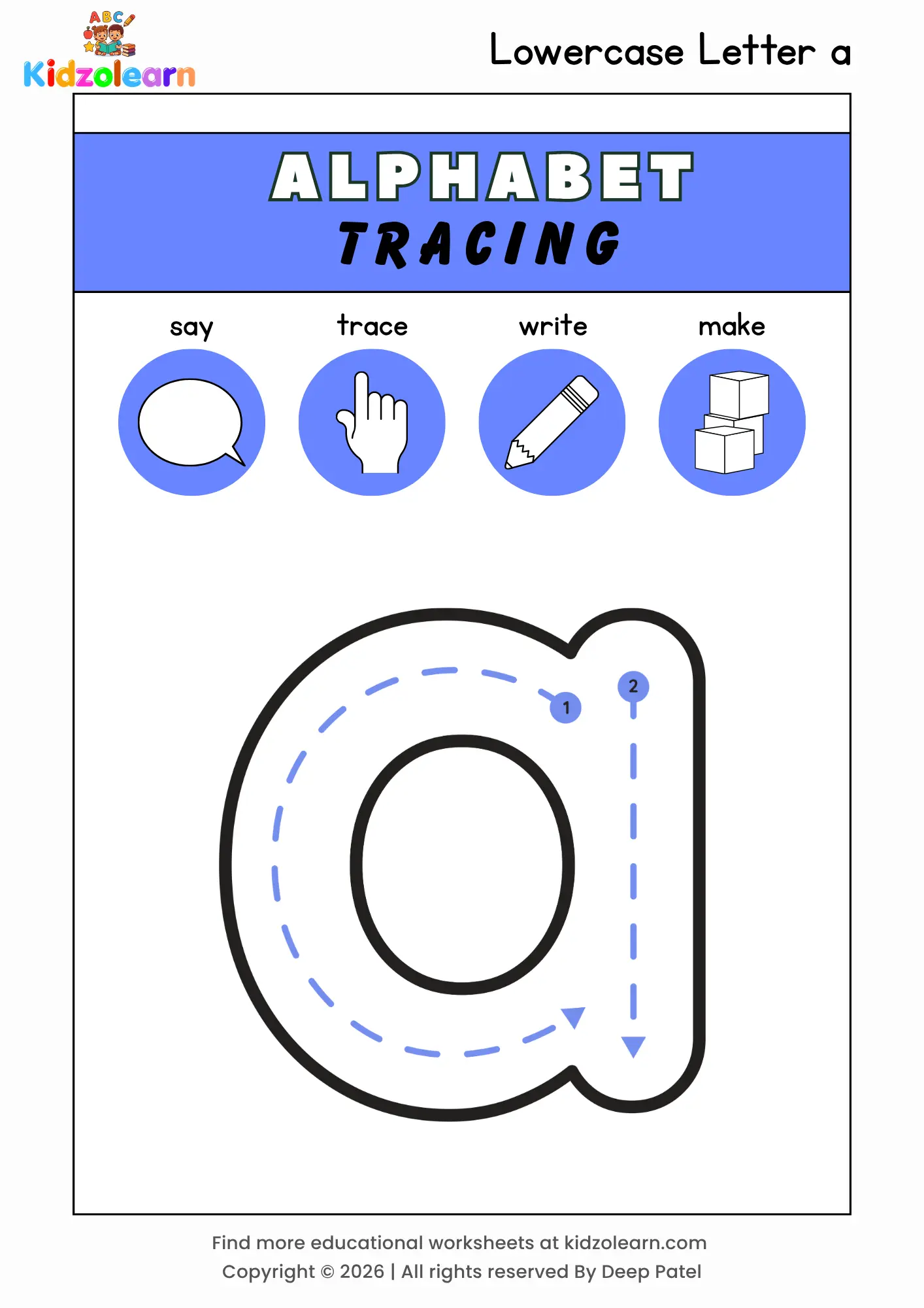 Lowercase Letter Tracing Worksheets For Kids