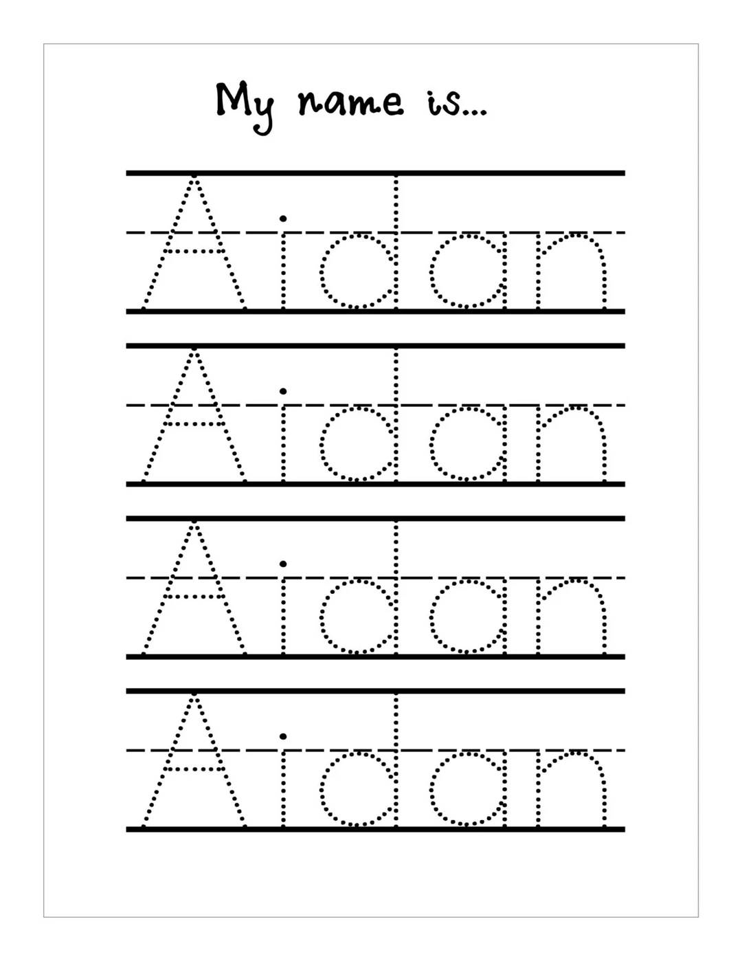 Name Trace Worksheet Digital File