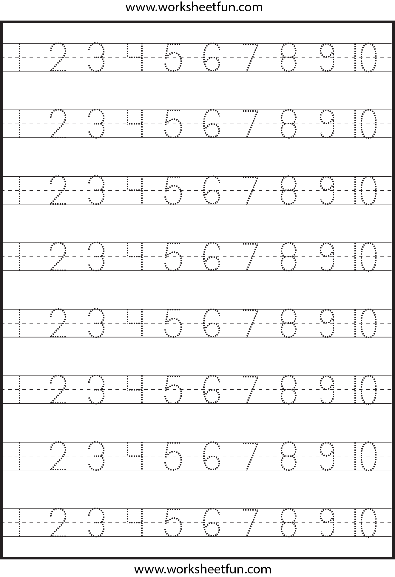 Number Tracing 110 Worksheet
