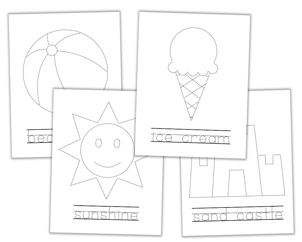 Summer Tracing Worksheets