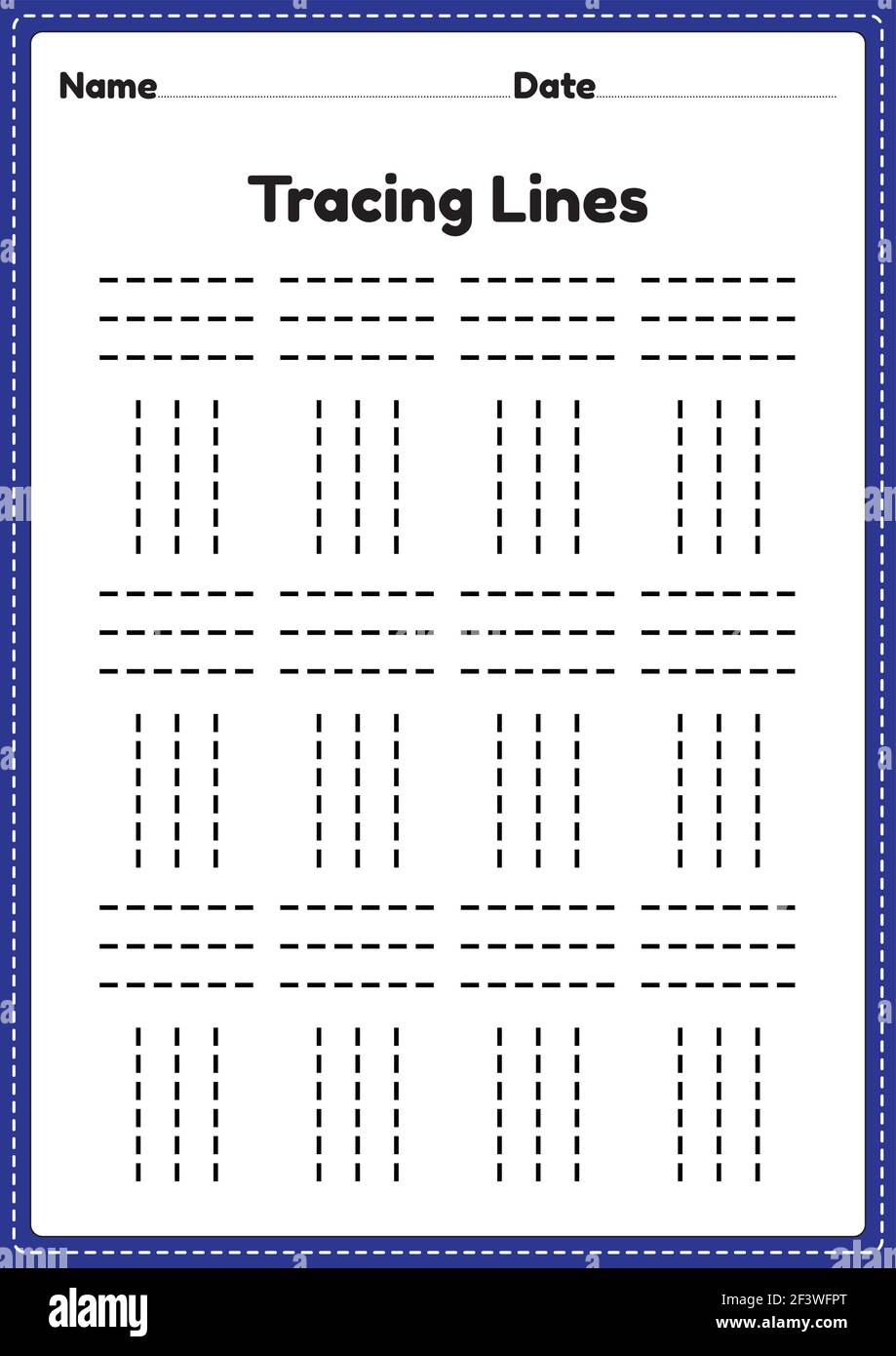 Tracing Lines Worksheet For Kindergarten And Preschool Kids For Educational Activities In A Printable Illustration Image415454000